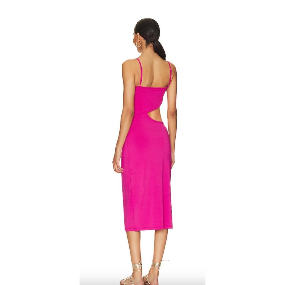 Solid & Striped The Cameron Midi Dress Fuchsia Size Small New - Picture 2 of 2